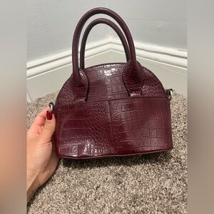 Zara mini Burgundy Croc-Embossed Handbag